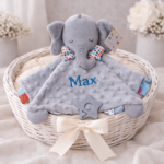 Personalised Elephant Baby Comforter Blanket | Embroidered Minky Sensory Lovey - Image 2