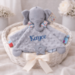 Personalised Elephant Baby Comforter Blanket | Embroidered Minky Sensory Lovey - Image 3