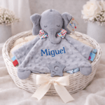 Personalised Elephant Baby Comforter Blanket | Embroidered Minky Sensory Lovey - Image 5