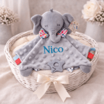 Personalised Elephant Baby Comforter Blanket | Embroidered Minky Sensory Lovey