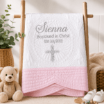 Personalised Embroidered Christening, Baptism Heirloom Quilt - Image 2