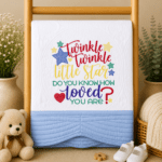 Embroidered Twinkle, Twinkle Little Star Heirloom Baby Cot Quilt