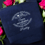 Bridal/Wedding Towel Set with Name, Date & Design - Image 2