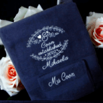 Bridal/Wedding Towel Set with Name, Date & Design - Image 4