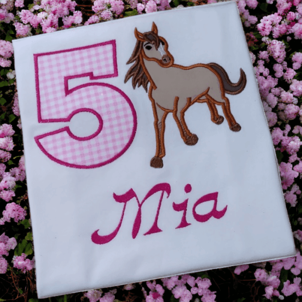Personalised Embroidered Children's Birthday Horse T Shirt