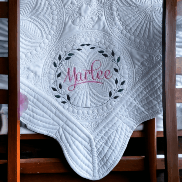 Personalised Embroidered Inspirational Heirloom Baby Cot Quilt - Any name