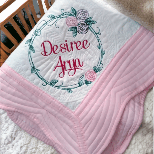 Personalised Embroidered Inspirational Heirloom Baby Cot Quilt - Any name