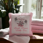Embroidered Personalised Heirloom Baby Cushion - Ellie The Elephant Sweet Dreams - Image 2
