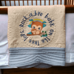 Personalised Embroidered Inspirational Heirloom Baby Cot Quilt...Rock a Bye baby on the Tree Tops - Image 2