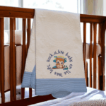 Personalised Embroidered Inspirational Heirloom Baby Cot Quilt...Rock a Bye baby on the Tree Tops