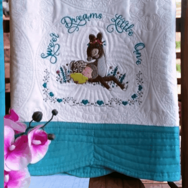 Personalised Embroidered Heirloom Baby Cot Quilt