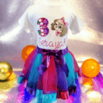 Personalised Embroidered Tea Cup Cute Puppy T Shirt & Tutu Birthday Set. - Image 5