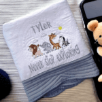 Personalised Embroidered Safari Animals Heirloom Baby Cot Quilt - Image 2
