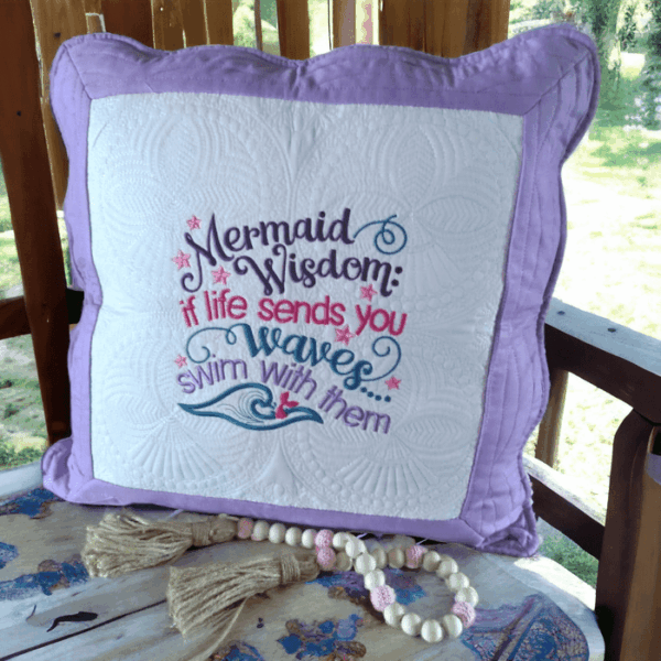 Embroidered Heirloom Cushion - Mermaid