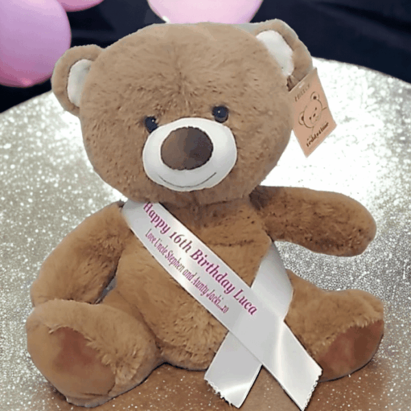 16th Birthday Teddy Bear With Personalised Sash Or Ribbon