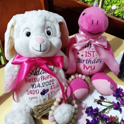 Personalised Embroidered Birthday Cubby Bear