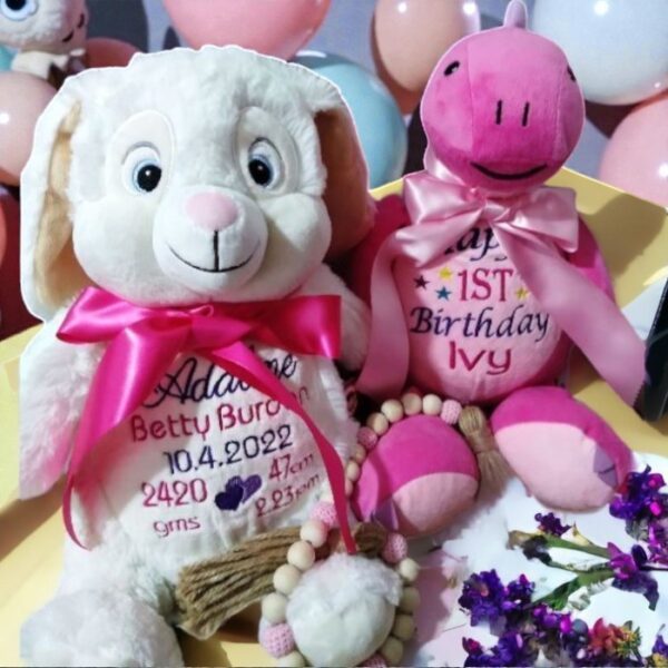 Personalised Embroidered Birthday Cubby Bear