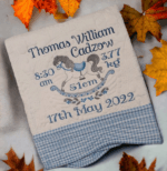 Personalised Embroidered Birth Announcement Heirloom Baby Cot Quilt - Image 3