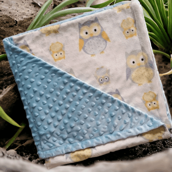 Personalised Embroidered Owl Minky Cot Blanket
