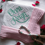 Personalised Embroidered Inspirational Heirloom Baby Cot Quilt - Any name - Image 2