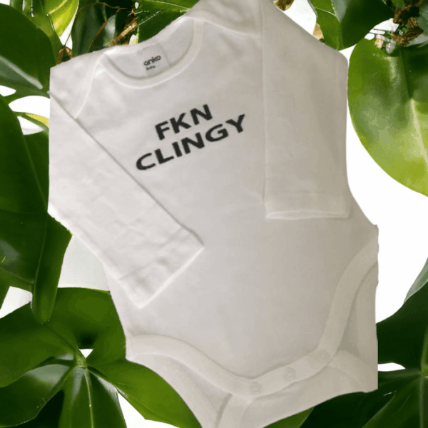 Baby’s Embroidered FKN Clingy Baby Bodysuit…Size 0000 – 1