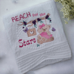 Personalised Embroidered Heirloom Baby Cot Quilt - Reach For The Stars