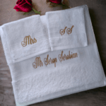 Bridal/Wedding Towel Set with Name, Date & Design - Image 2