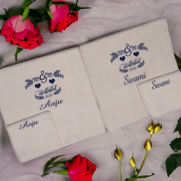 Bridal/Wedding Towel Set with Name, Date & Design