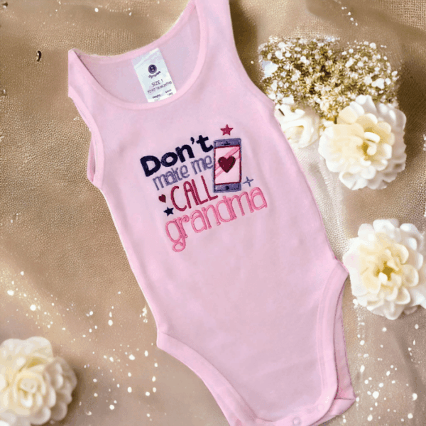 Embroidered Romper Suit/Onesie-Don't Make Me Call Grandma