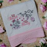 Personalised Embroidered Ellie The Elephant Heirloom Baby Cot Quilt...Your First Breath Took Ours Away - Image 3