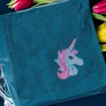Children's & Baby's Cute Unicorn Personalised Embroidered Face Washer - Image 3