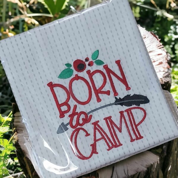 Embroidered Born To Glamp Camping T Towel