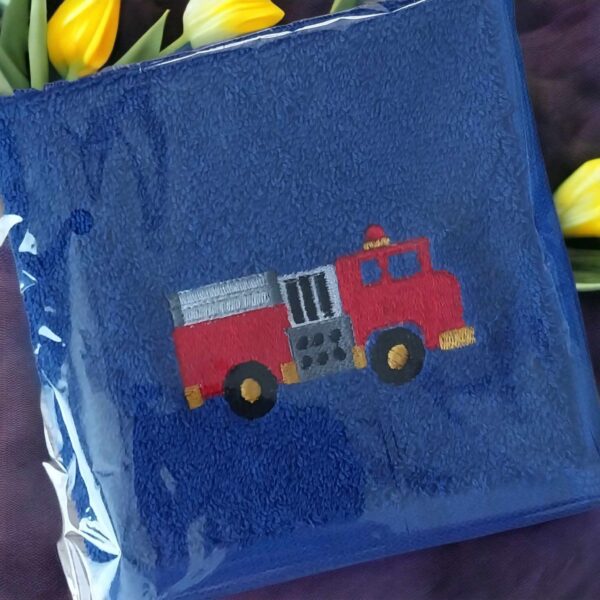 Children's & Baby's Fire Engine Personalised Embroidered Face Washer
