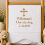 Personalised Embroidered Christening, Baptism Heirloom Quilt