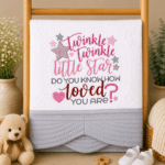 Embroidered Twinkle, Twinkle Little Star Heirloom Baby Cot Quilt - Image 2