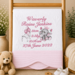 Personalised Embroidered Ellie The Elephant Heirloom Baby Cot Quilt - Image 5
