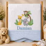 Personalised Embroidered Safari Animals Heirloom Baby Cot Quilt - Image 13