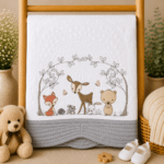 Personalised Embroidered Safari Animals Heirloom Baby Cot Quilt - Image 5