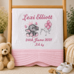 Personalised Embroidered Ellie The Elephant Heirloom Baby Cot Quilt - Image 4