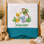 Personalised Embroidered Safari Animals Heirloom Baby Cot Quilt - Image 14