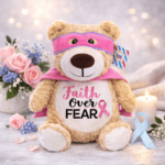Breast Cancer Inspirational Embroidered Cubby Bear - Image 2
