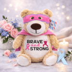 Breast Cancer Inspirational Embroidered Cubby Bear - Image 3