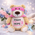 Breast Cancer Inspirational Embroidered Cubby Bear - Image 7