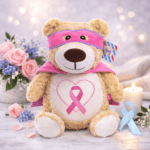 Breast Cancer Inspirational Embroidered Cubby Bear