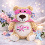 Breast Cancer Inspirational Embroidered Cubby Bear - Image 8