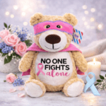 Breast Cancer Inspirational Embroidered Cubby Bear - Image 9
