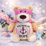 Breast Cancer Inspirational Embroidered Cubby Bear - Image 6