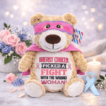 Breast Cancer Inspirational Embroidered Cubby Bear - Image 10
