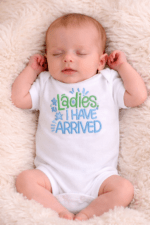 Embroidered Ladies I have Arrived New Born Baby Romper Suit/Onesie