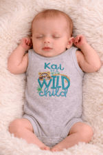Embroidered Personalised Wild Child Romper Suit Onesie - Any Name